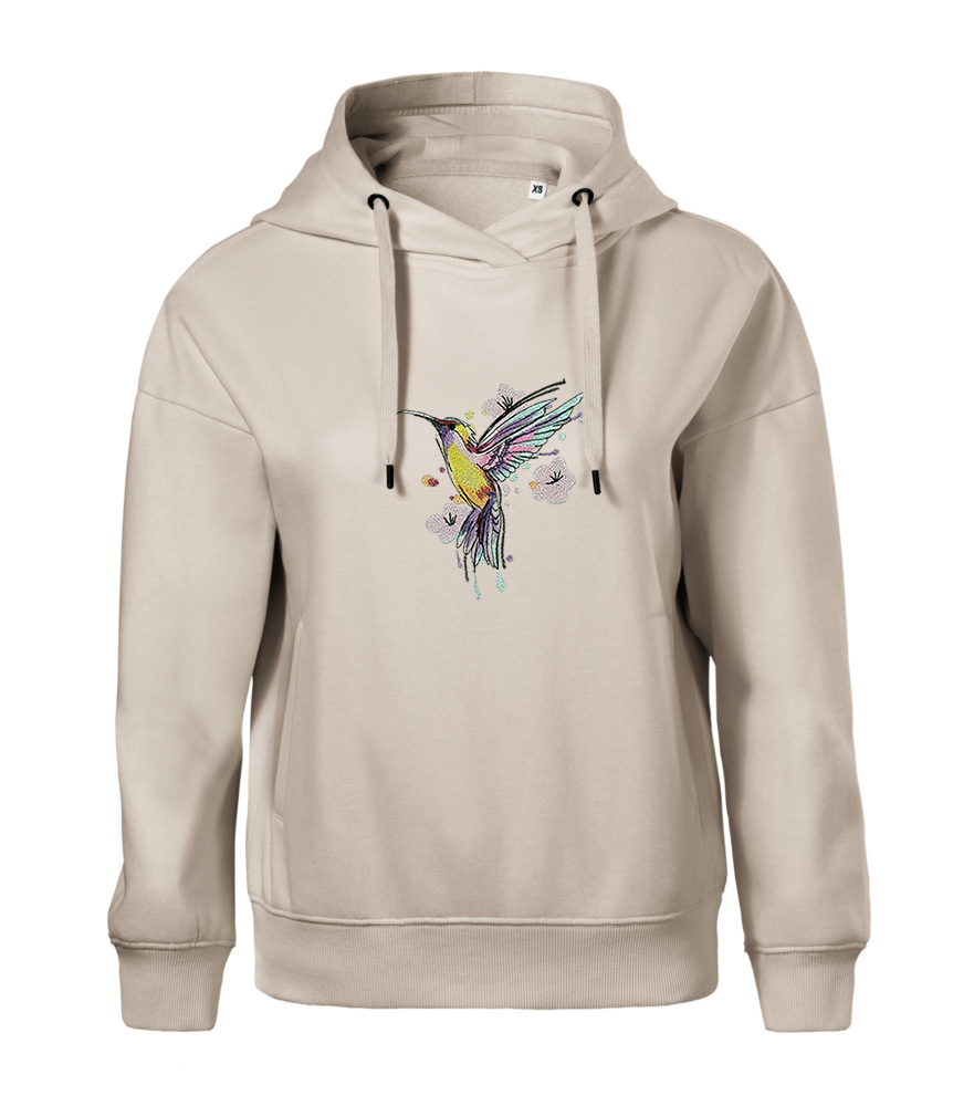 Vyšívaná dámska mikina, vyšívaný motív KOLIBRÍK